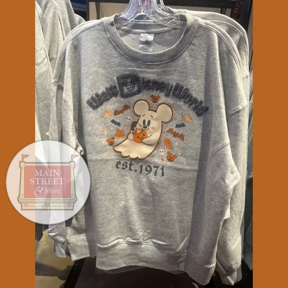 Disney Tops - 2025 Walt Disney World Halloween Mickey Ghost Pullover Sweatshirt Adult Size NEW